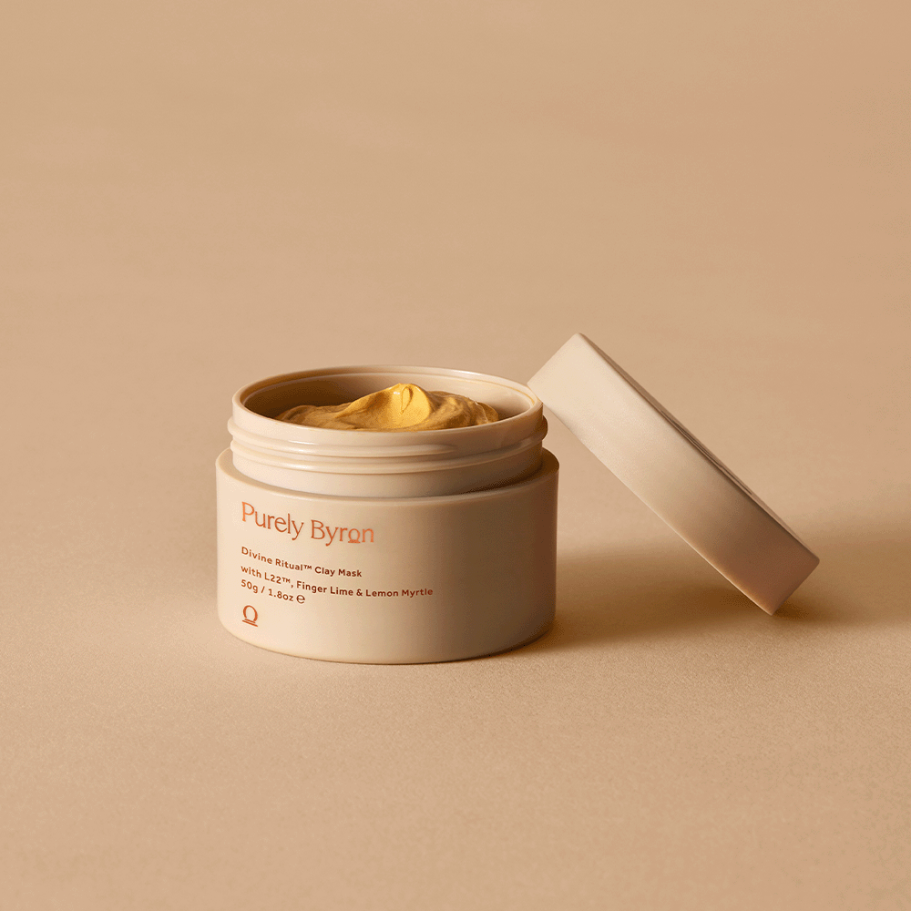 Divine Ritual™ Clay Mask pot with an open lid